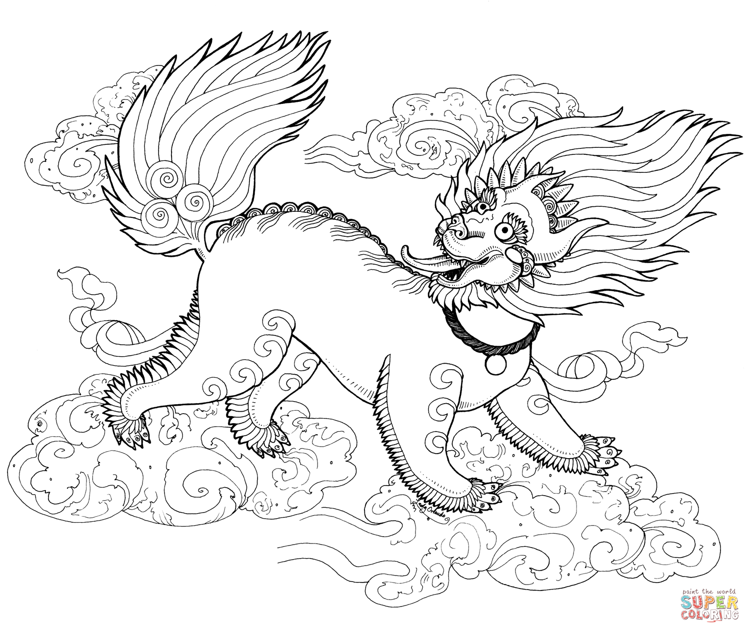 Snow Lion Zentangle coloring page | Free Printable Coloring Pages