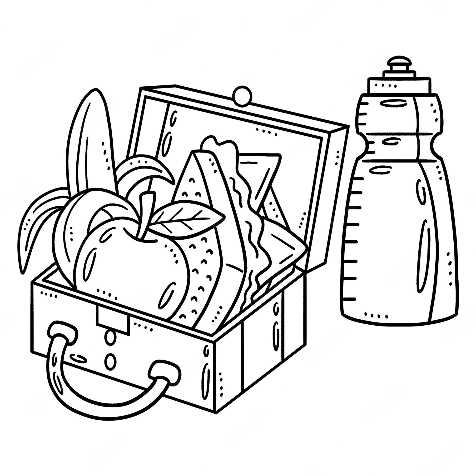 Premium Vector | Lunch box isolated coloring page for kids