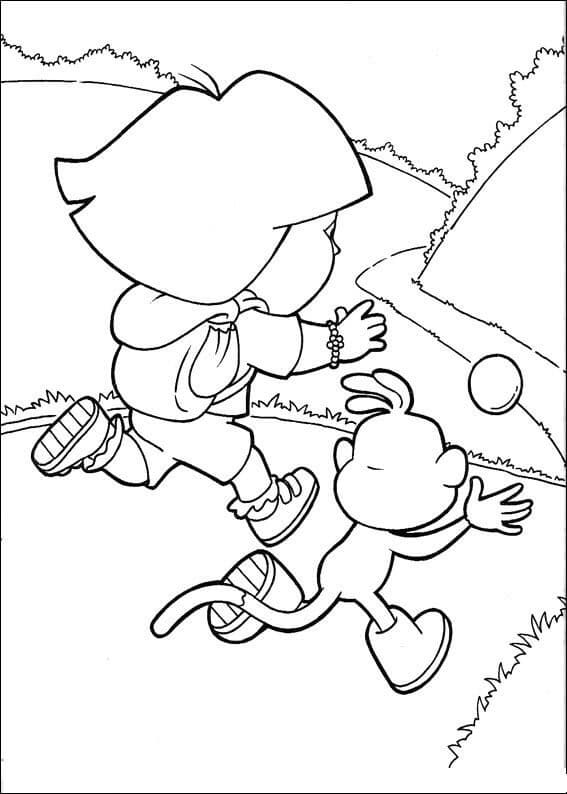 Dora Catching the Ball Coloring Page - Free Printable Coloring Pages for  Kids