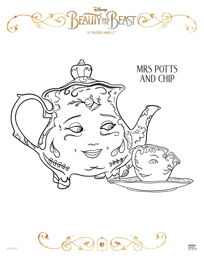 Disney Chip and Mrs. Potts Coloring Page - Mama Likes This