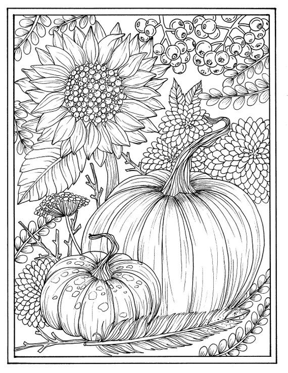 Fall flowers and pumpkins digital ...