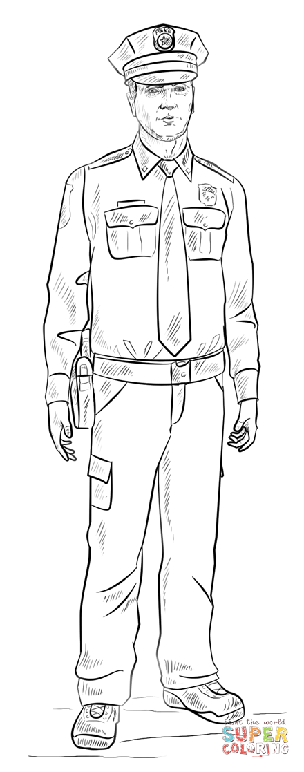 Policeman coloring page | Free Printable Coloring Pages