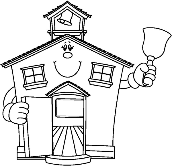 School Building Coloring Page