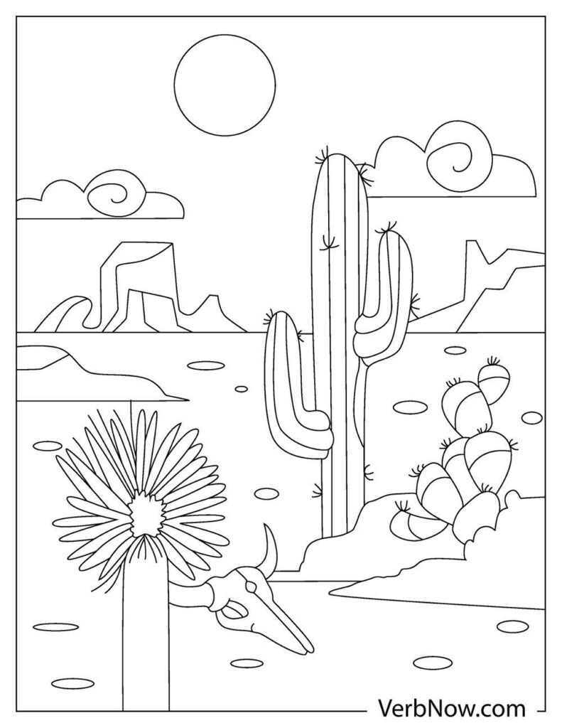 Free DESERT LANDSCAPE Coloring Pages & Book for Download (Printable PDF) -  VerbNow