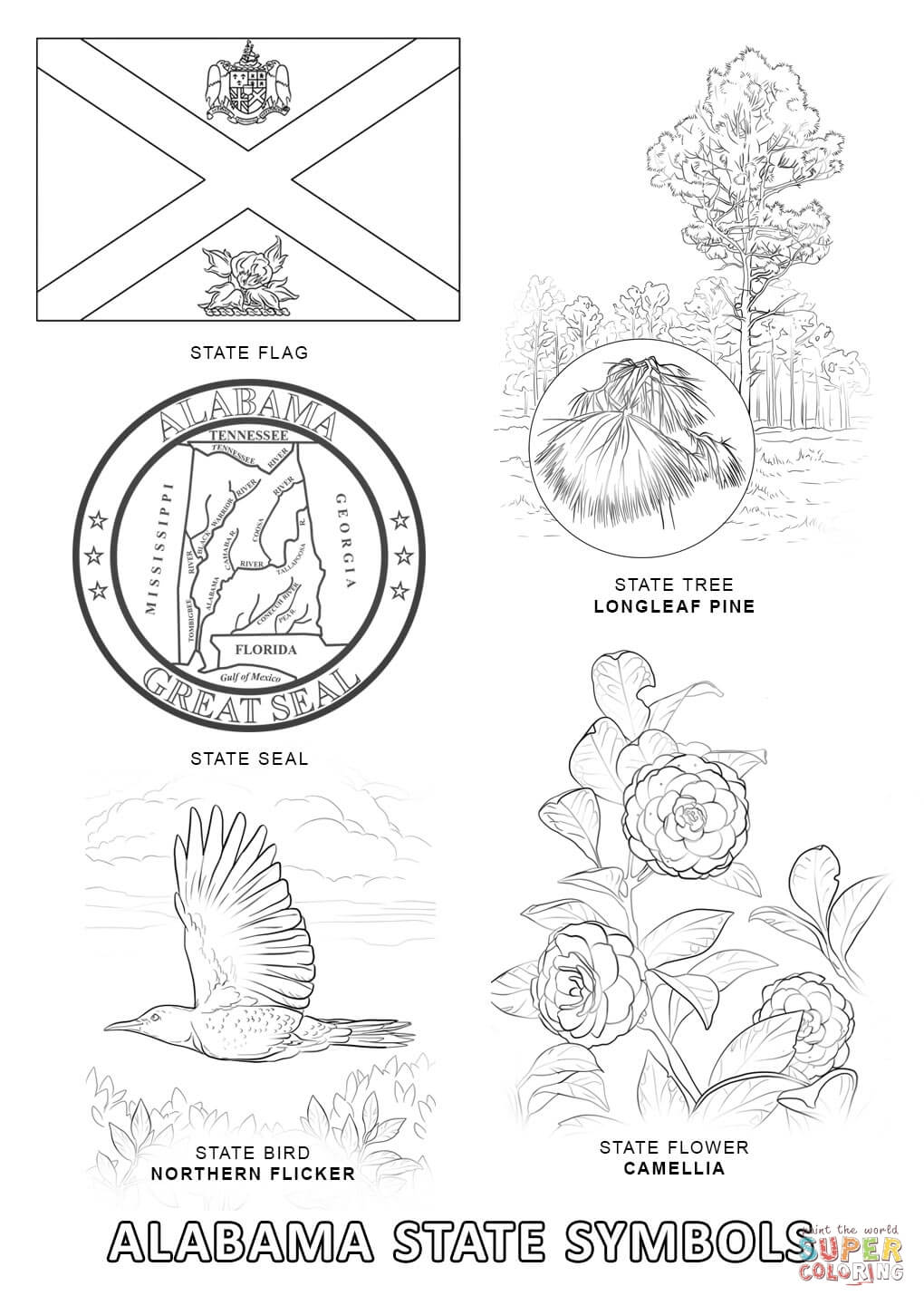 Alabama State Symbols coloring page | Free Printable Coloring Pages