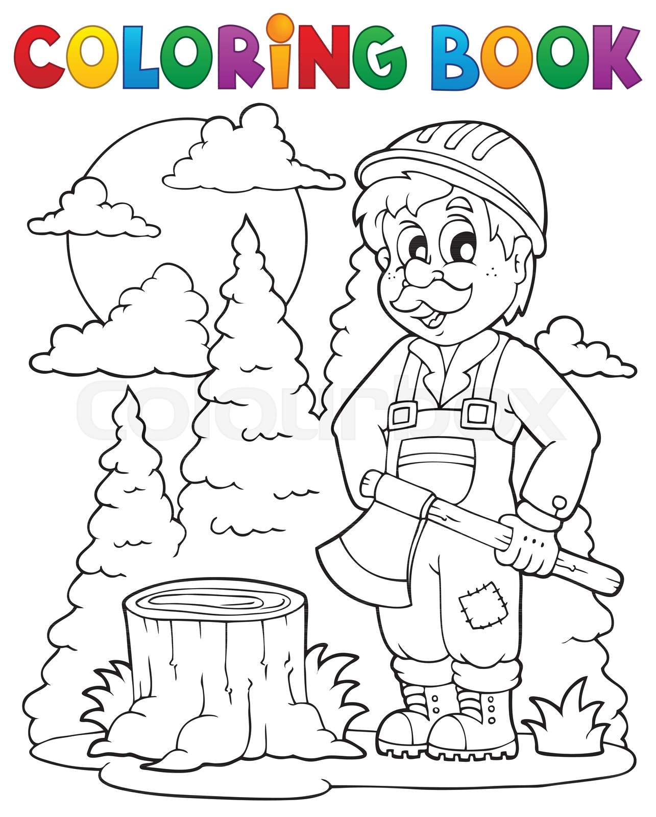 Coloring book lumberjack theme 1 | Stock vector | Colourbox