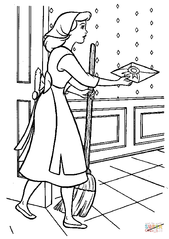 Cinderella brings an envelope from Cinderella Coloring Pages - Cartoons Coloring  Pages - Coloring Pages For Kids And Adults