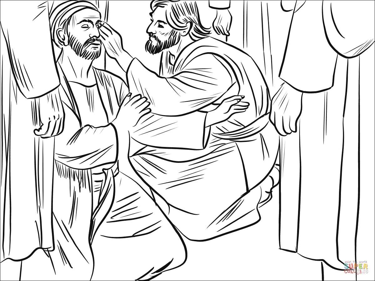 Jesus Heals a Man Born Blind coloring page | Free Printable Coloring Pages