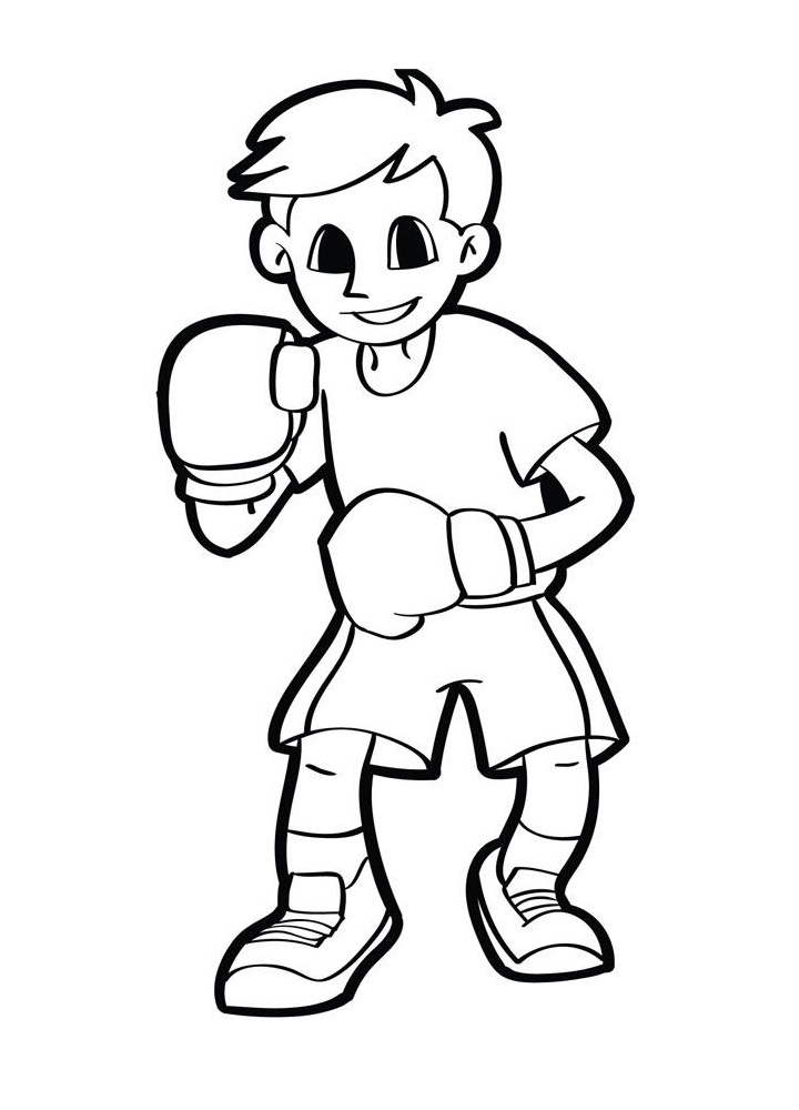 Boy Wearing Boxing Gloves Coloring Page ...