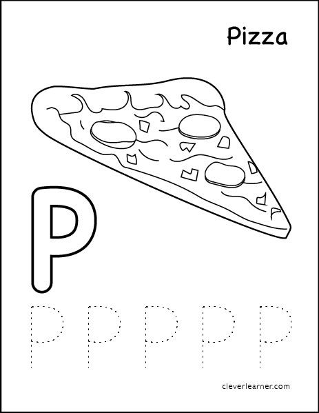 P is for pizza tracing activity | Letter activities preschool, Letter p  crafts, Preschool worksheets