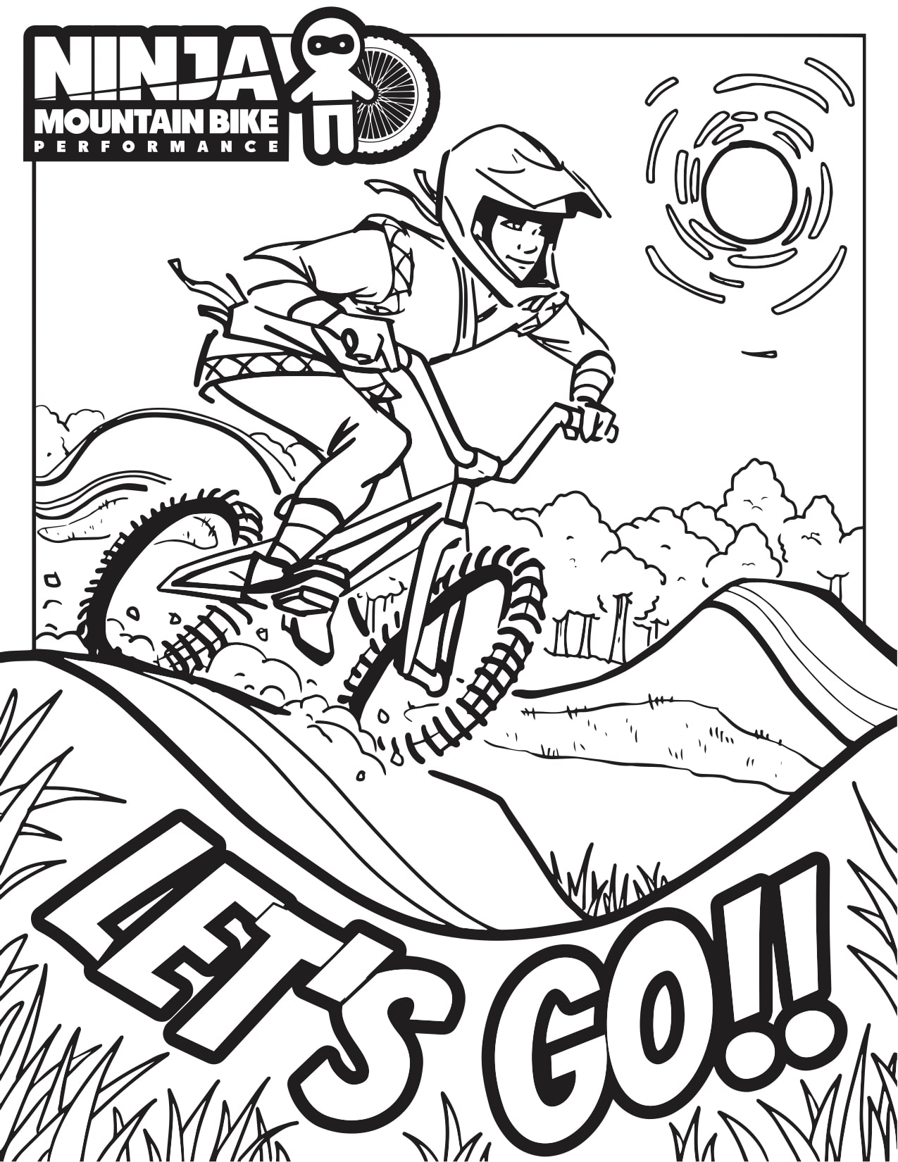 NINJA COLORING PAGES | Ninja Mountain Bike Skills