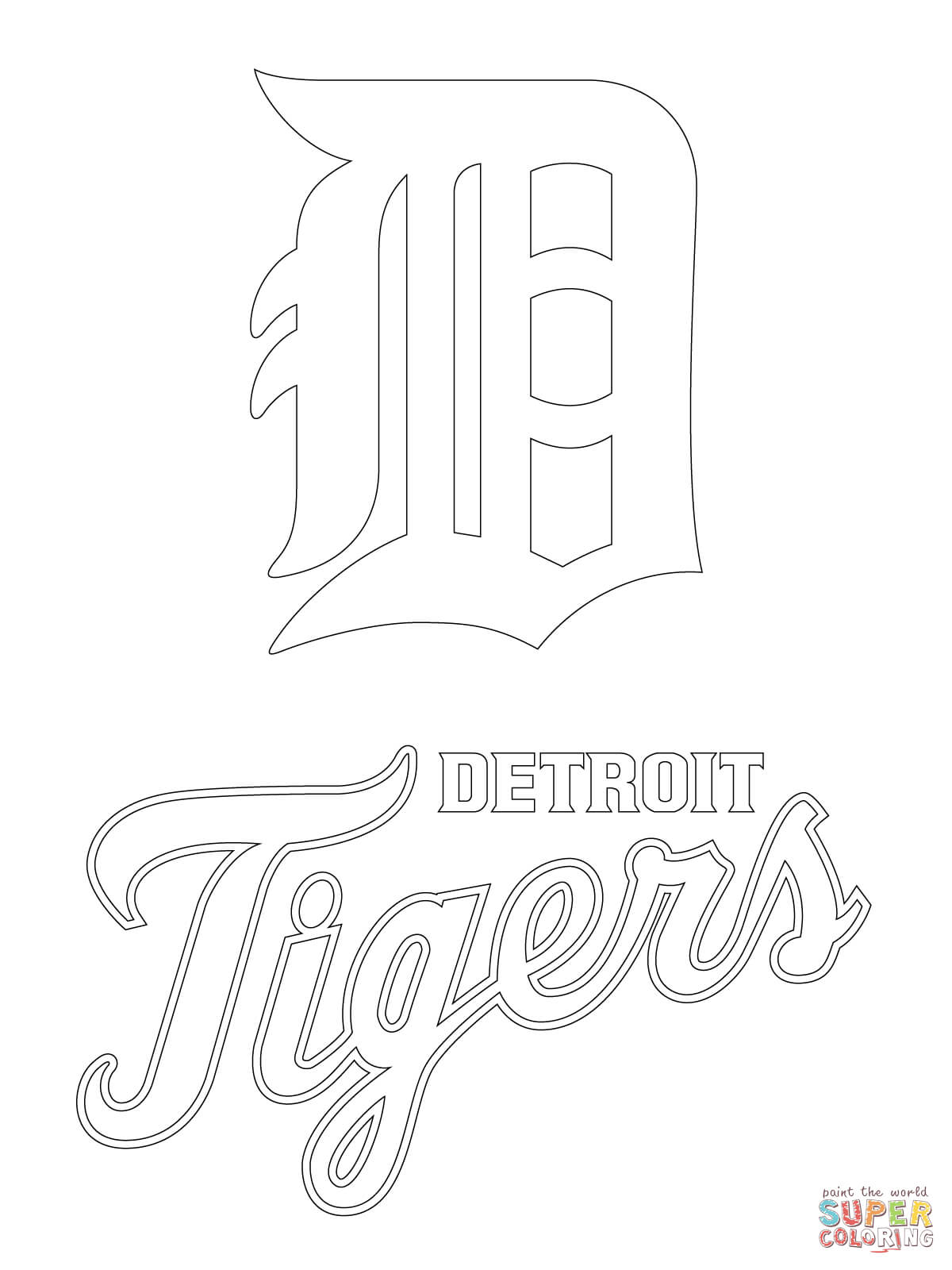 Detroit Tigers Logo Coloring Page