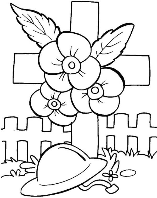 Remembrance Day Poppies and Soldier Helmet Coloring Pages ...