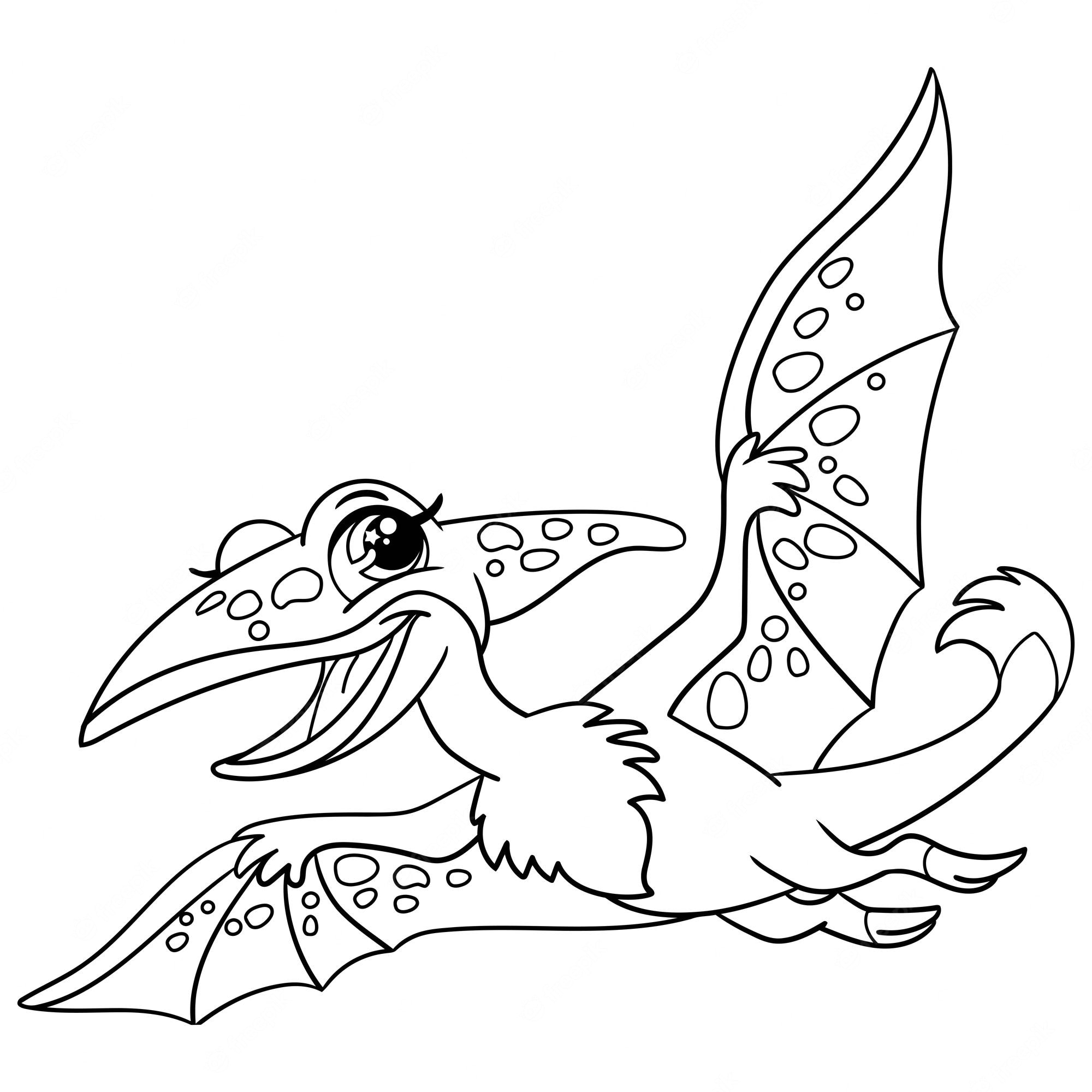 Premium Vector | Pterodactyl dinosaur coloring page for kids