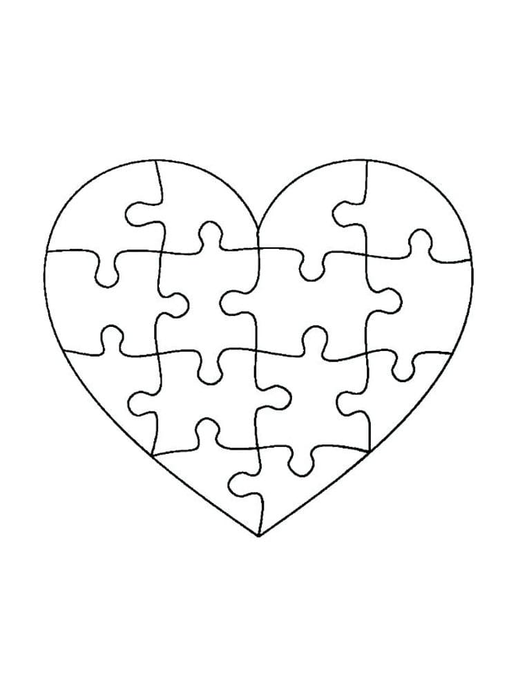 Heart Puzzle Coloring Page - Free Printable Coloring Pages for Kids
