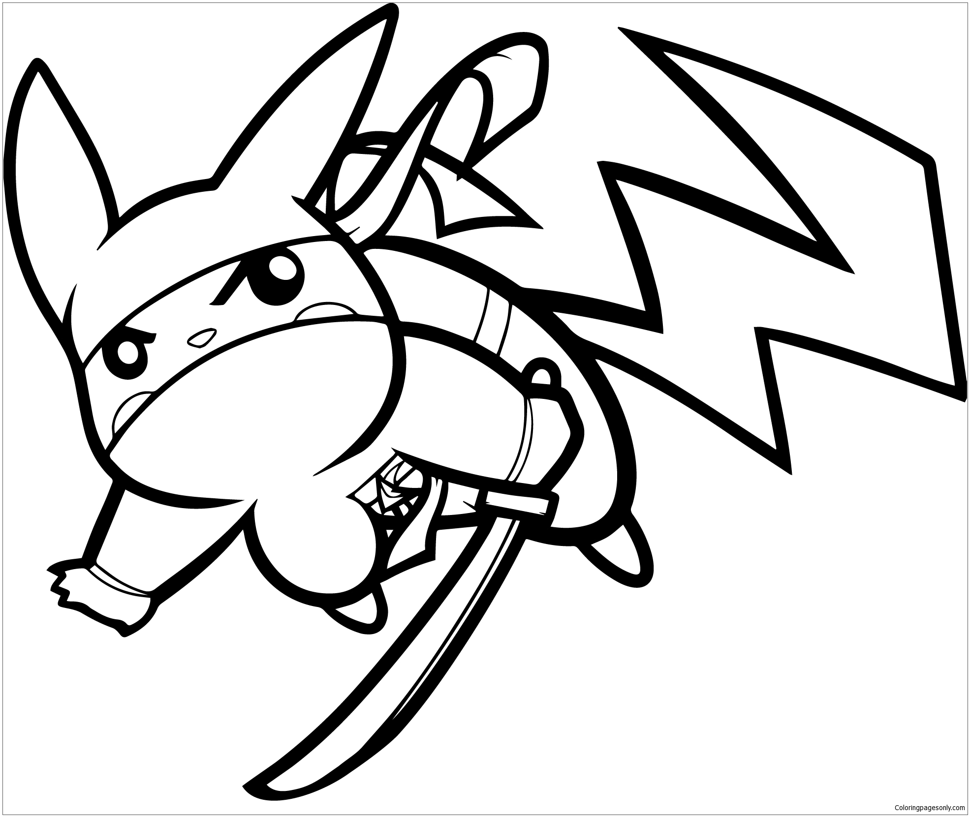 Pikachu Ninja Coloring Page - Free Coloring Pages Online