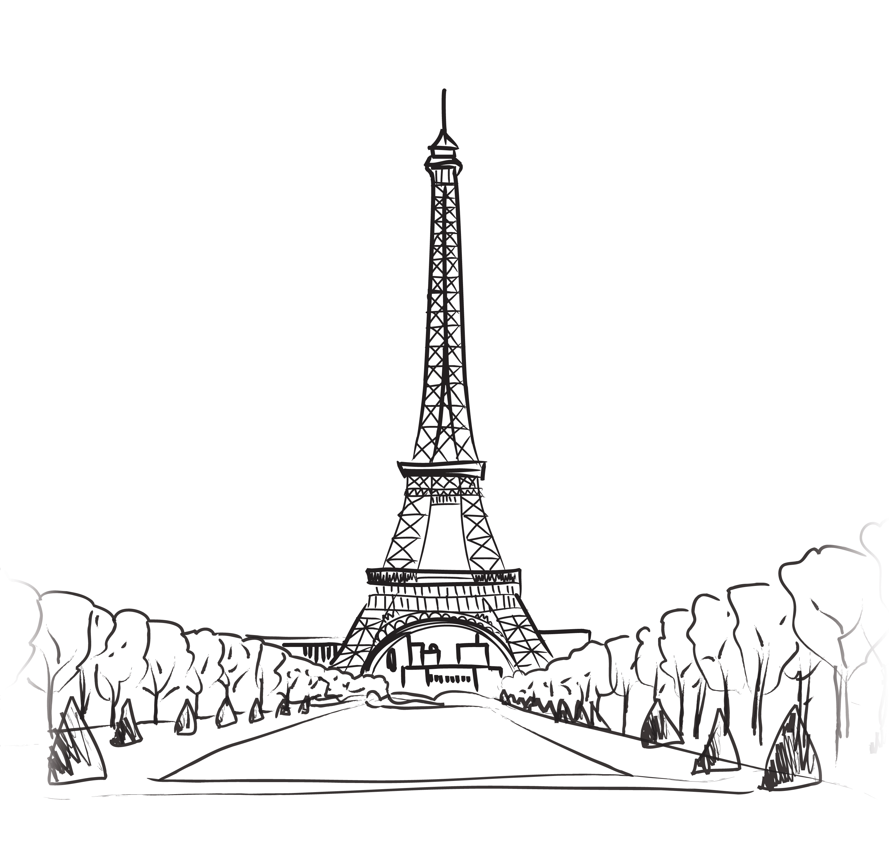 Paris city landscape. Famous landmark Eiffel tower. Travel France ...