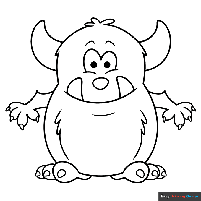 Cute Monster Coloring Page | Easy Drawing Guides