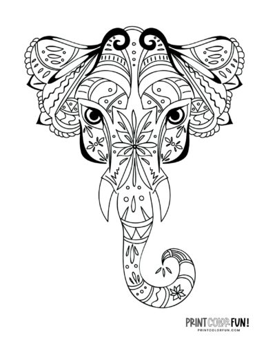 8 beautiful decorative elephant coloring pages for adults - Print Color Fun!