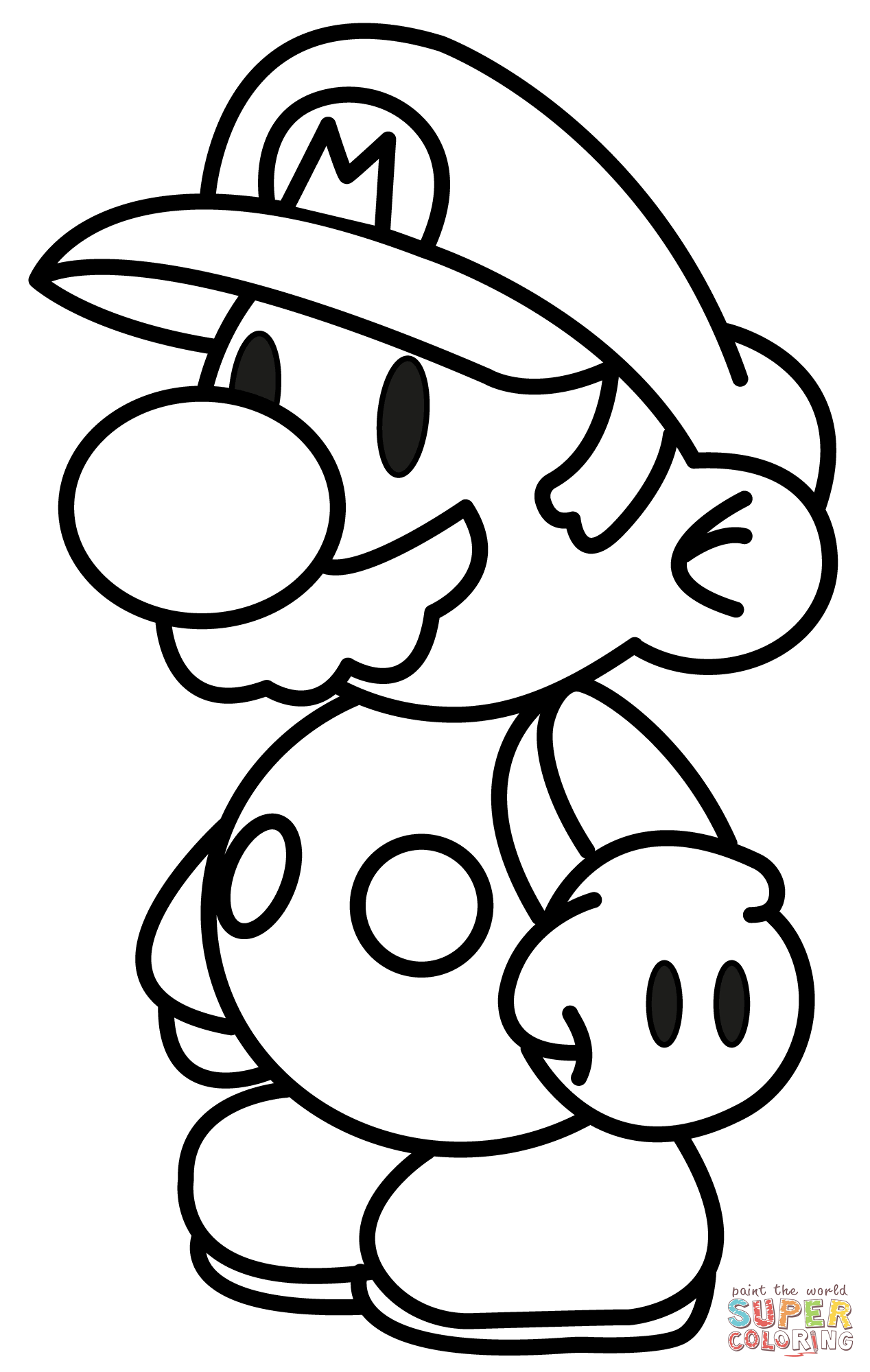 Chibi Mario coloring page | Free Printable Coloring Pages
