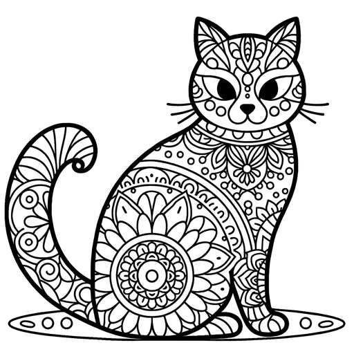 Mandala Pet Cat Coloring Page- 4 Free ...