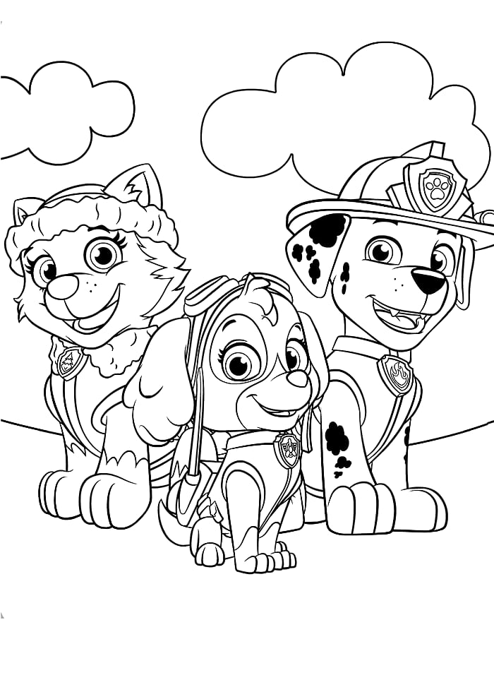 Marshal, Skye, and Everest - Coloring pages for you