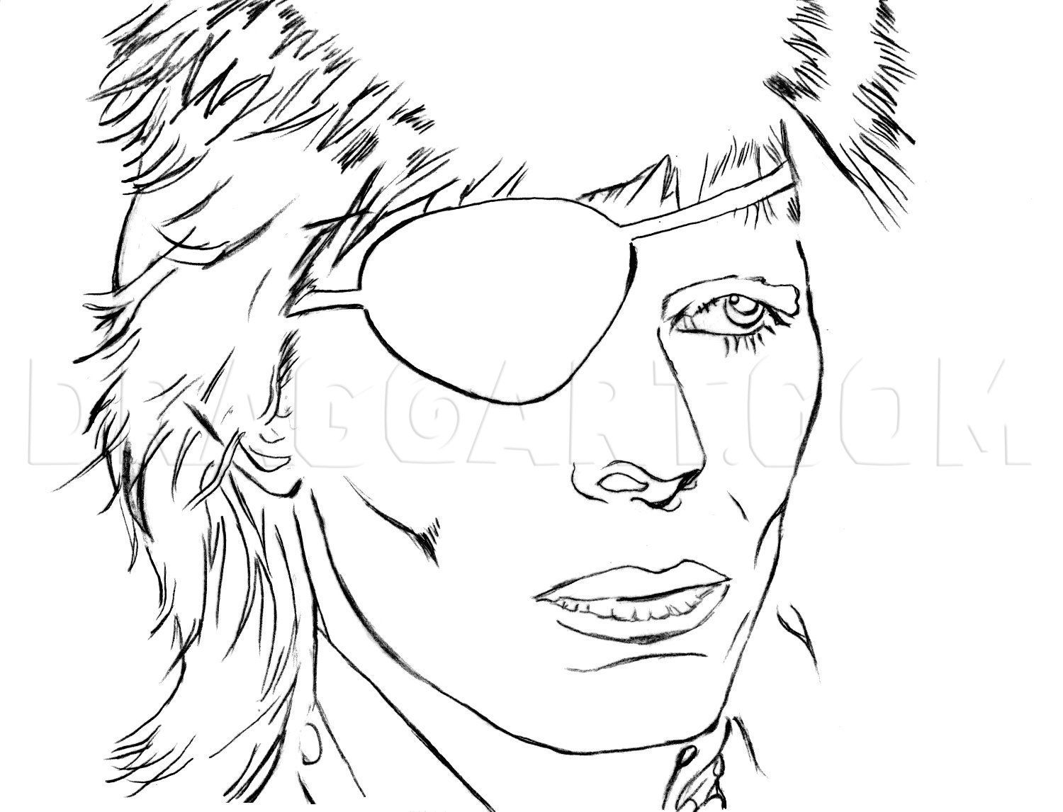 How to Draw David Bowie, Coloring Page, Trace Drawing