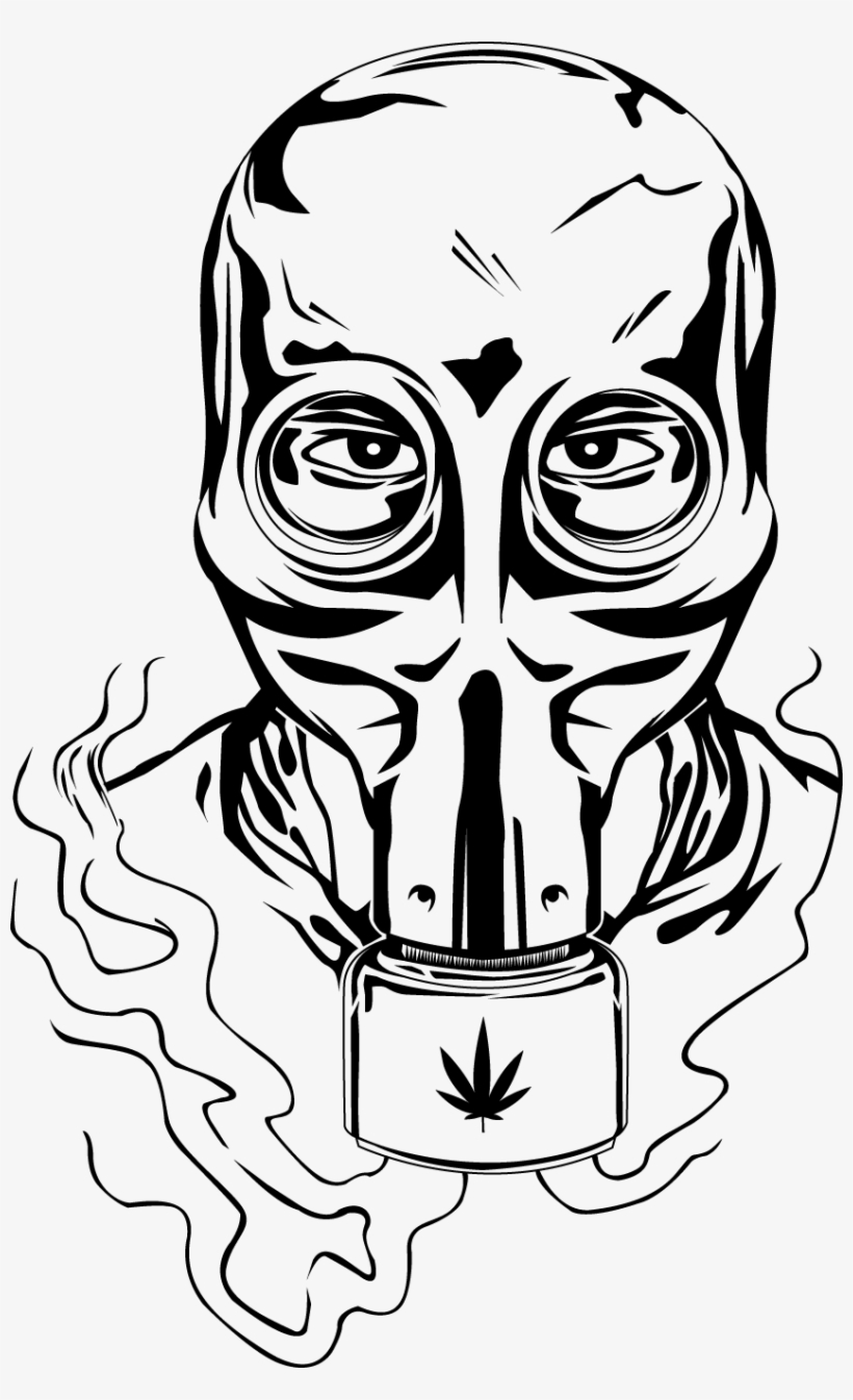 Weed Gas Mask Drawing - Gas Mask Bong Art Transparent PNG - 847x1349 - Free  Download on NicePNG