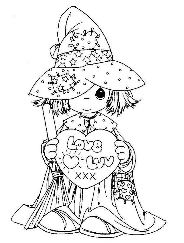 Precious moments witch - free coloring pages | Coloring Pages