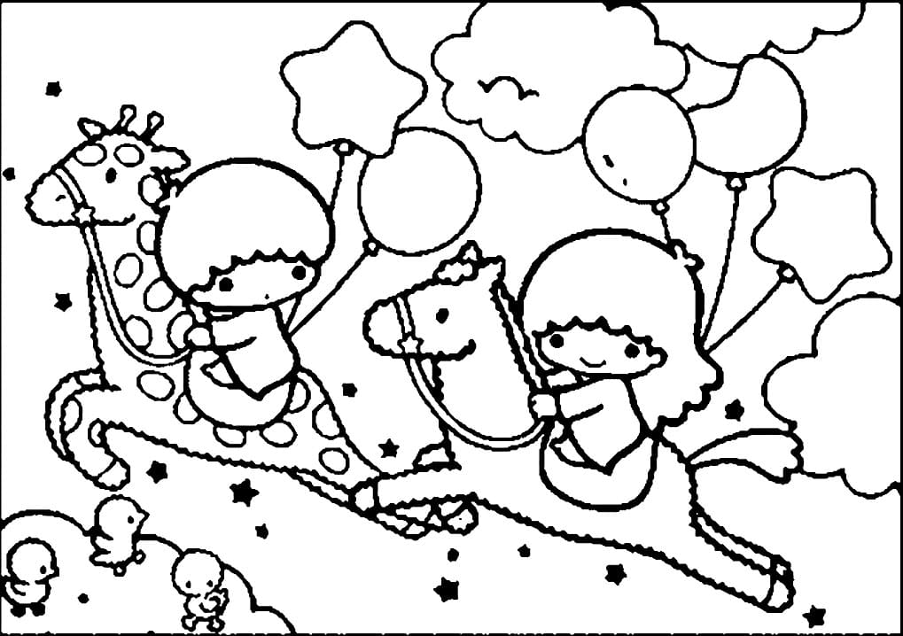 Little Twin Stars 6 Coloring Page - Free Printable Coloring Pages for Kids