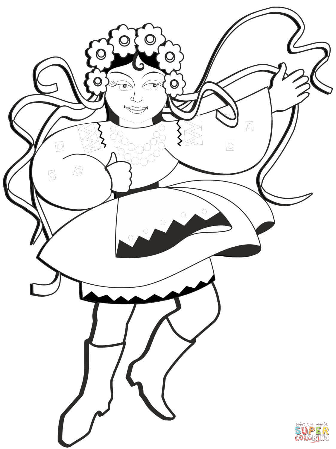 Ukrainian Dancing Woman coloring page | Free Printable Coloring Pages