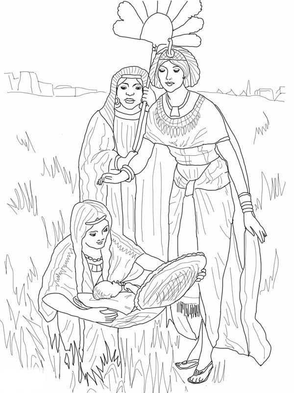 Depiction of the Finding of Baby Moses Coloring Page: Depiction of ...