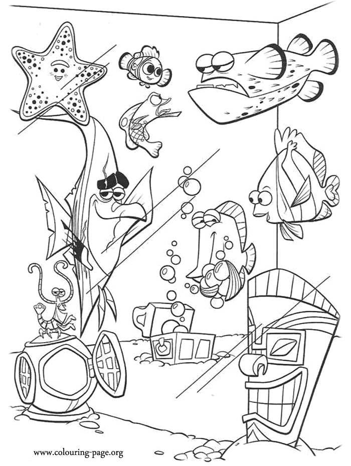 Finding Nemo - The Tank Gang coloring page