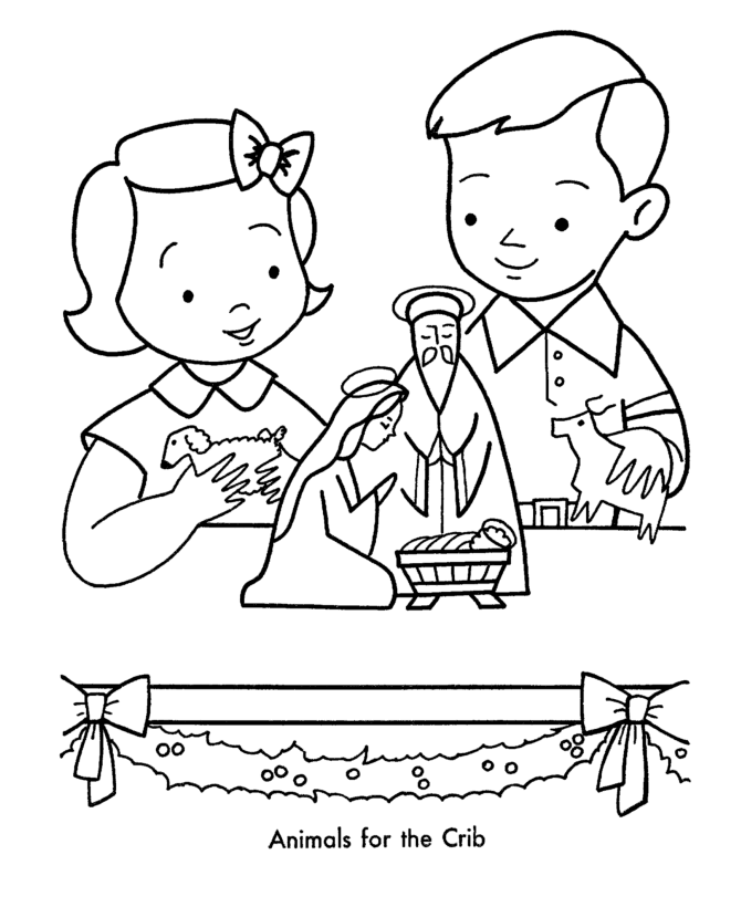 Christmas Decorations Coloring Pages - Nativity Scene Coloring 