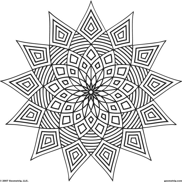 Geometric Coloring Pages - lots of pages to download, printout 