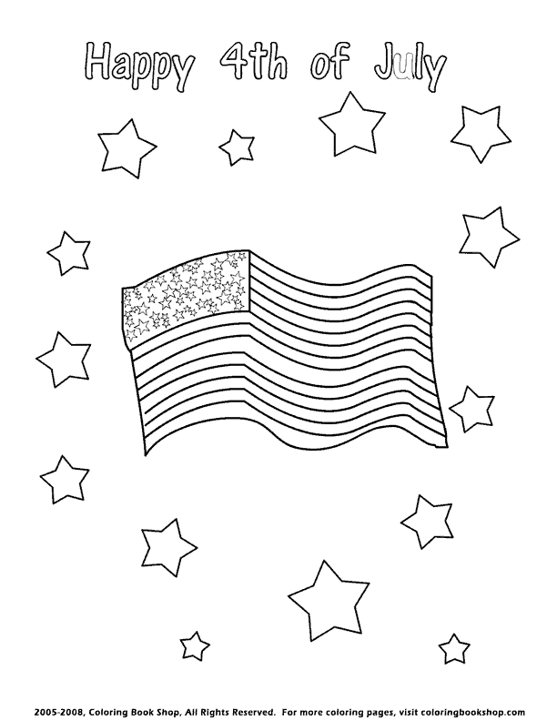 Fourth of July Flag printable coloring pages, placecards 