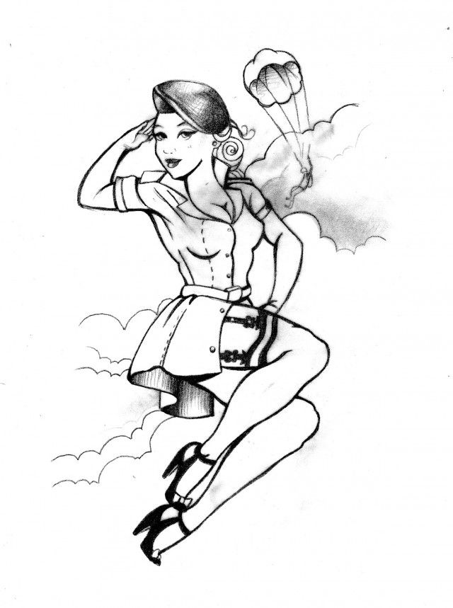Pin Up Colouring Pages Page 2 165542 Pin Up Girl Coloring Pages