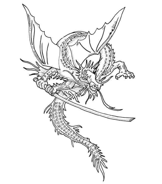 Dragon Coloring Page | Realistic Dragon Drawing