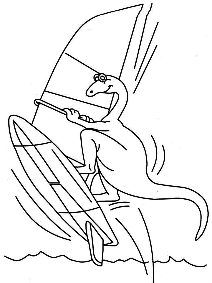 Dinosaur boating coloring page: Dinosaur boating coloring page