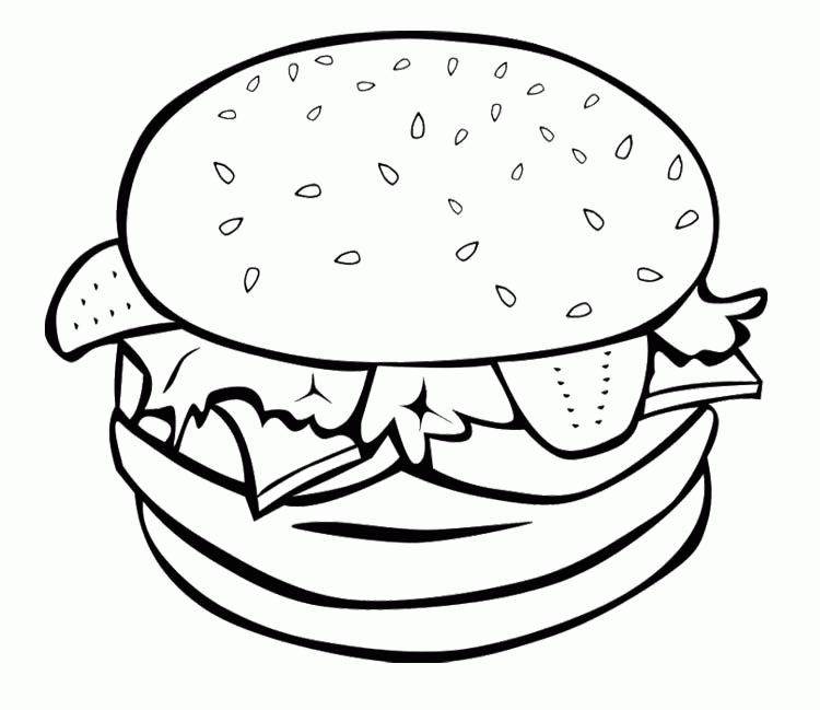 Fast Food Coloring Pages : Fast Food Burger With Drink Coloring 
