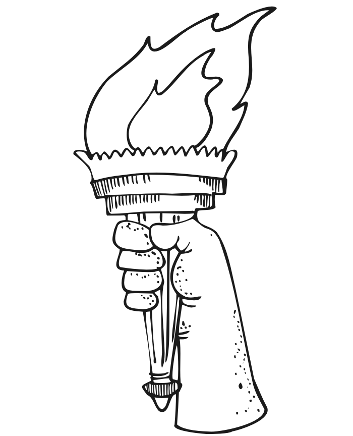 Patriotic Coloring Page | Statue of Liberty Flame