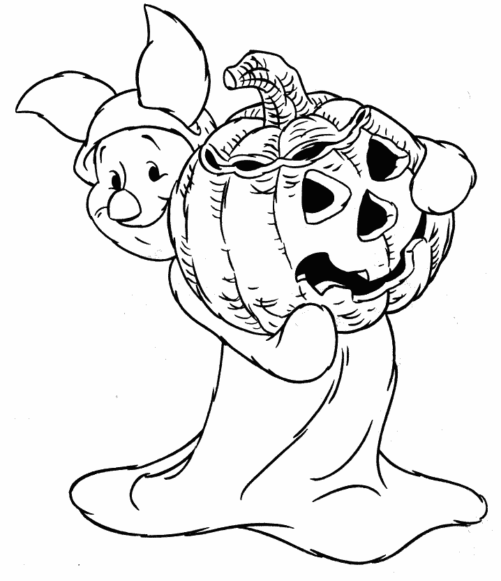 Piglet With Hallowen Pumpkin « Coloring Pages « Upins Printables