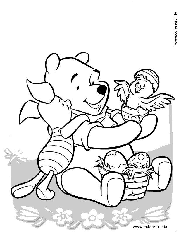 pooh-con-huevos-de-pascua pooh-bear PRINTABLE COLORING PAGES FOR KIDS.
