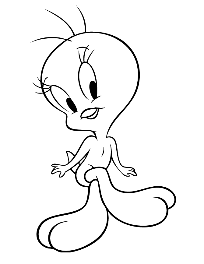 Tweety Bird Sitting Coloring Page | Free Printable Coloring Pages