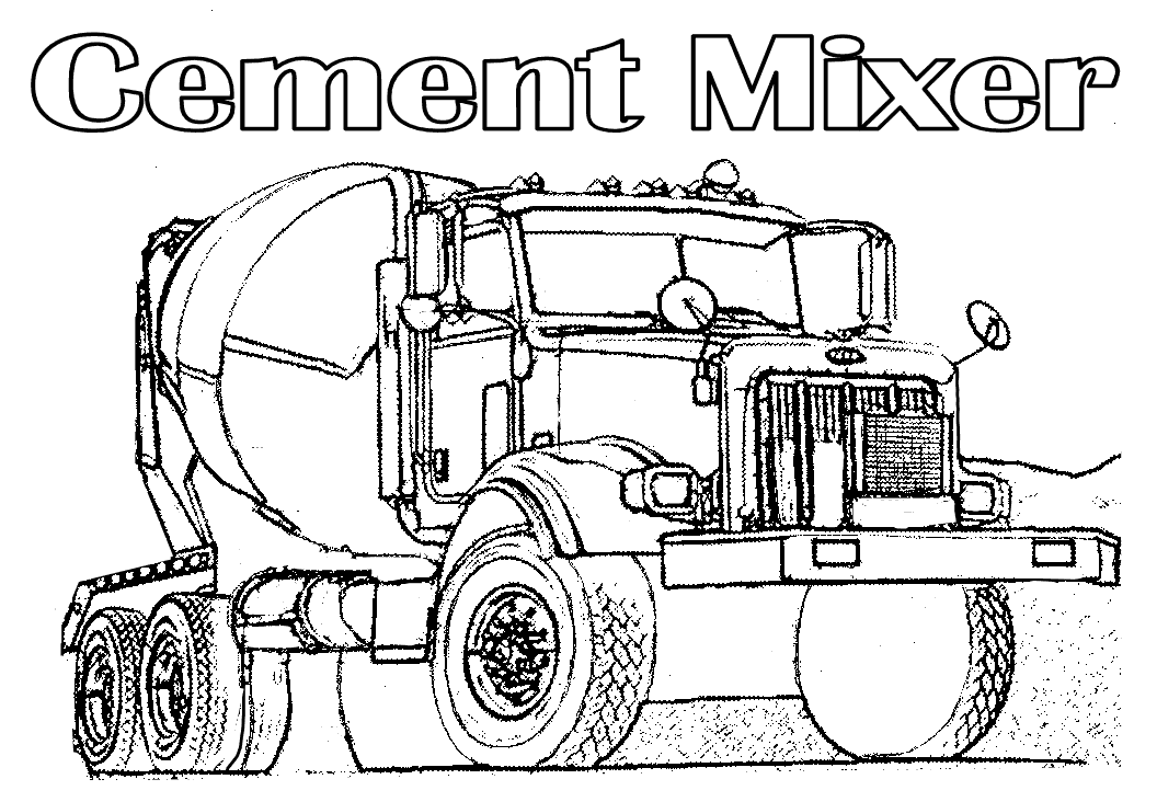 Printable Cement Mixer Truck Coloring Page - Cars Coloring 