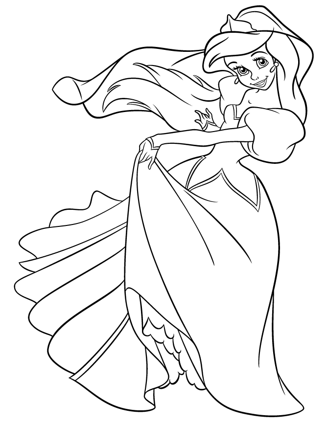 2034 ide coloring-pages-ariel-in-a-dress-for-kids-10 Best Coloring 