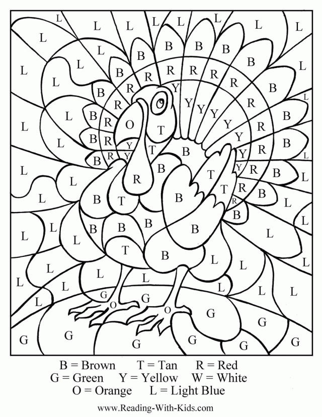 Newest Thanksgiving Turkey Color By Number Letter | Laptopezine.