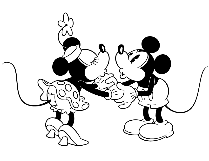 Minnie Teaching Mickey Mouse To Dance Coloring Page | Free 