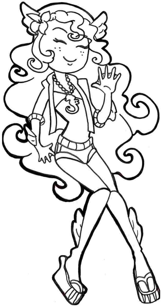 Monster High Cartoon Lagoona Blue Colouring Sheets Printable For 