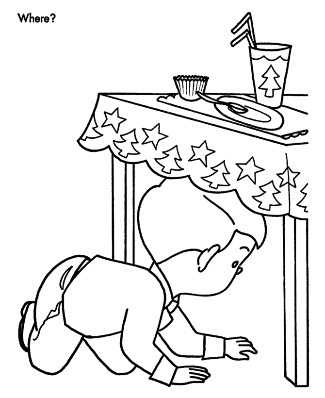 Christmas Party Coloring Pages - Hide and Seek Coloring Sheet 